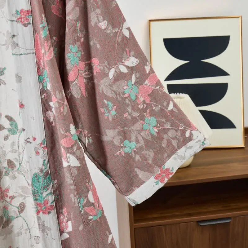 Kimono-Bademantel aus Baumwollgaze mit Vintage-Blumenmuster