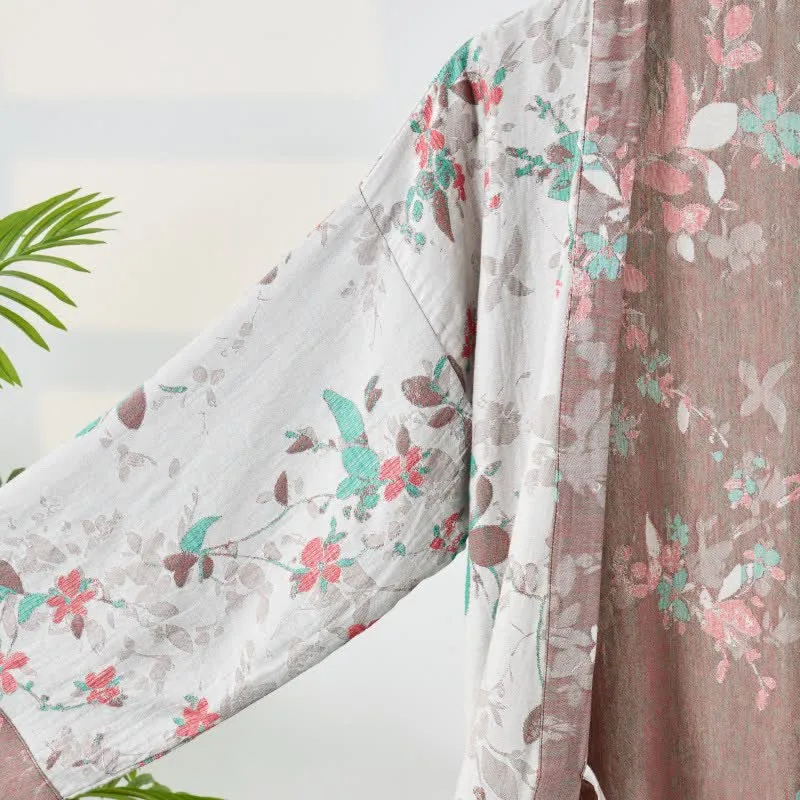 Kimono-Bademantel aus Baumwollgaze mit Vintage-Blumenmuster