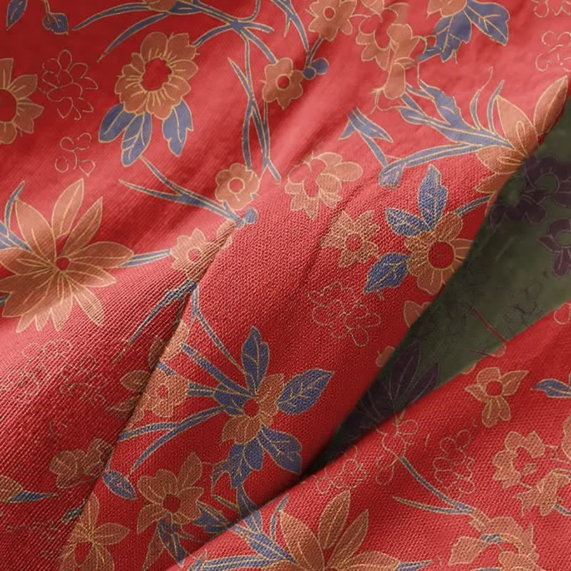 Vintage-Bademantel aus rustikalem Baumwolljacquard mit Blumenmuster