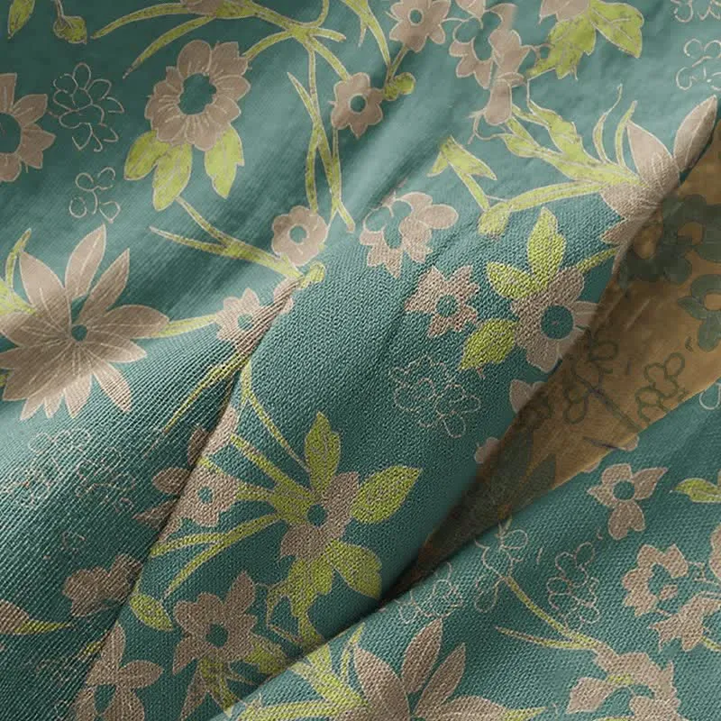 Vintage-Bademantel aus rustikalem Baumwolljacquard mit Blumenmuster