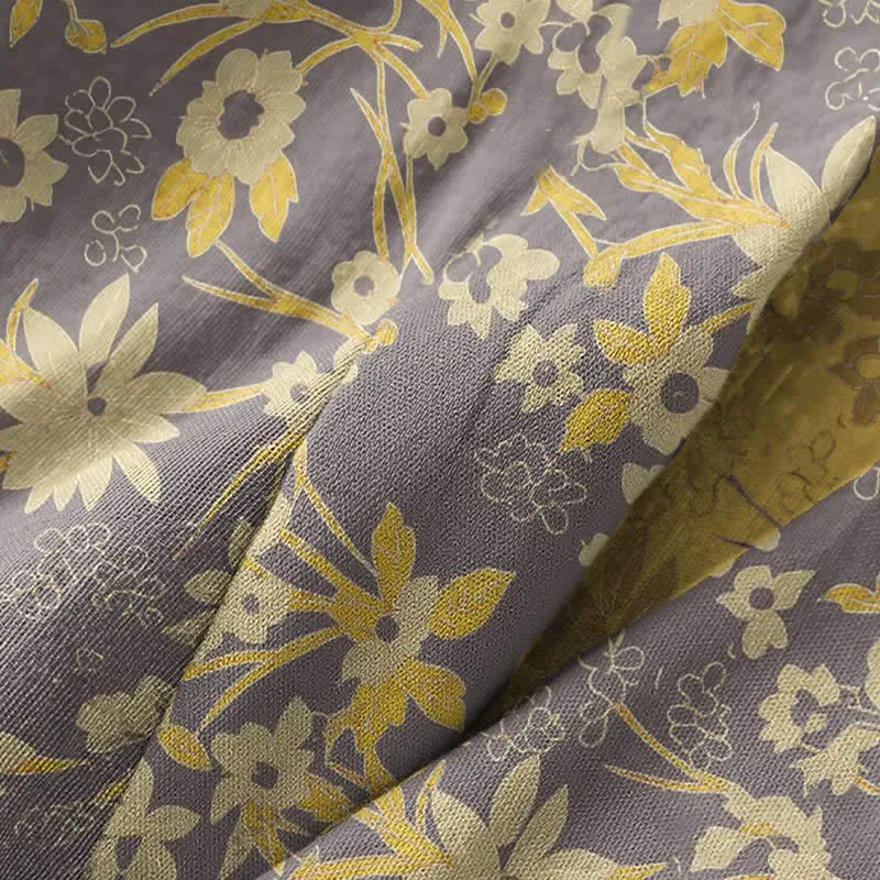 Vintage-Bademantel aus rustikalem Baumwolljacquard mit Blumenmuster