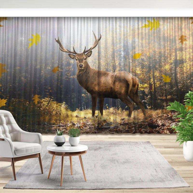 Fotovorhang "Hirsch im Herbstwald"