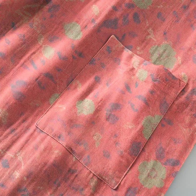 Kimono-Bademantel aus doppellagigem Baumwollgewebe mit Blumenmuster