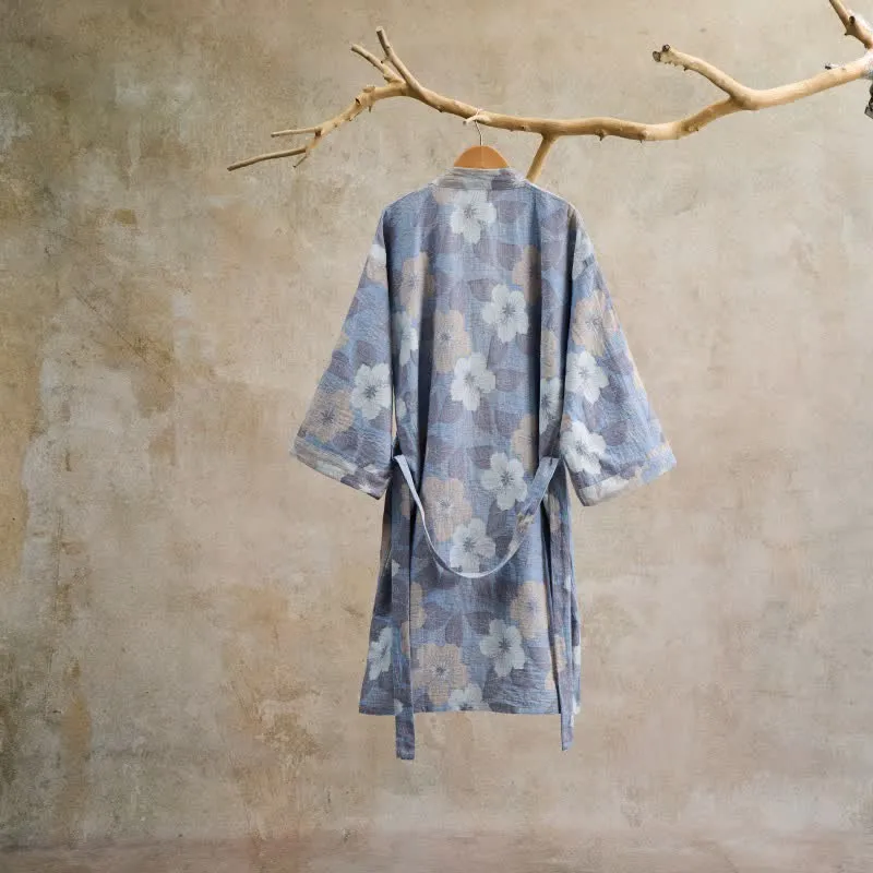 Kimono-Bademantel aus Baumwollgaze mit Kirschblütenmuster