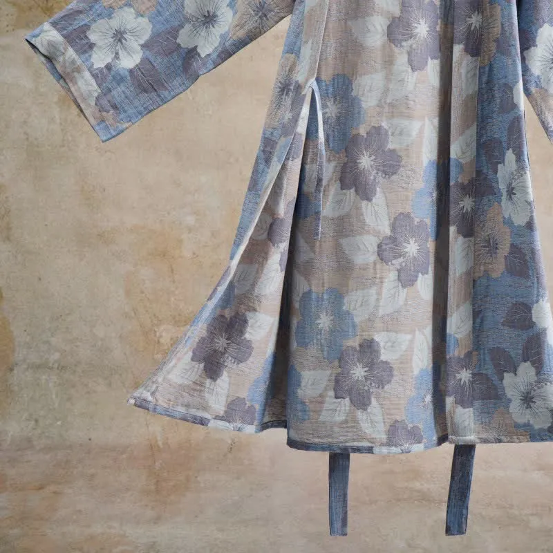 Kimono-Bademantel aus Baumwollgaze mit Kirschblütenmuster