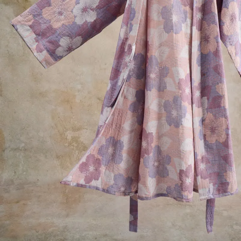 Kimono-Bademantel aus Baumwollgaze mit Kirschblütenmuster