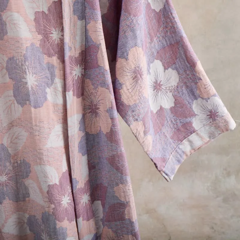 Kimono-Bademantel aus Baumwollgaze mit Kirschblütenmuster