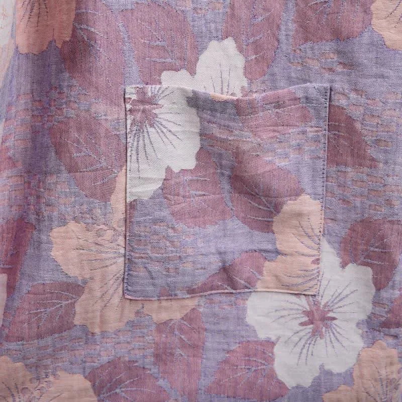 Kimono-Bademantel aus Baumwollgaze mit Kirschblütenmuster