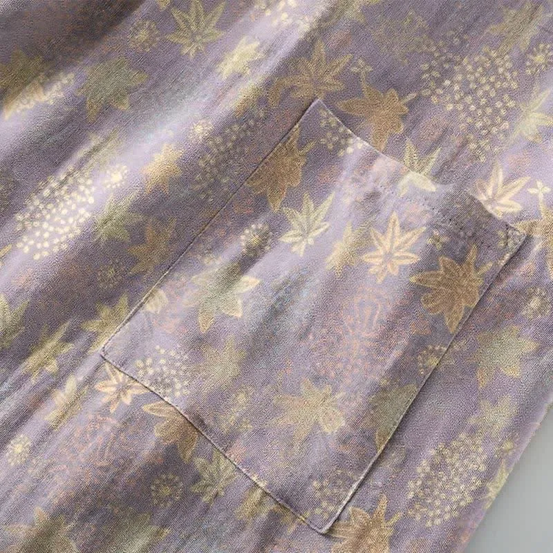 Kimono-Bademantel aus doppellagigem, botanischem Baumwollgewebe