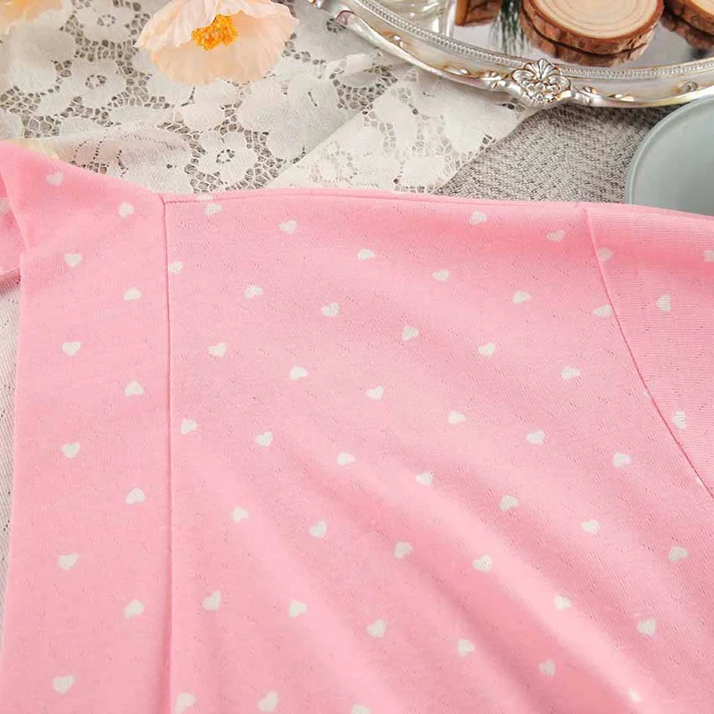 Pyjama-Bademantel mit Herzchenmuster und Rüschen