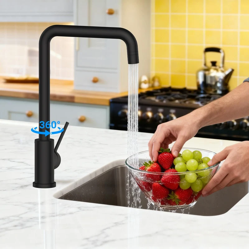 Garvee Rubinetto Cucina a Bassa Pressione con 3 Attacchi, 2 Tipi di Getto, Girevole 360°, Acciaio Inox 304, Ventil Ceramico, Facile da Installare, Per Boiler e Cucina Domestica