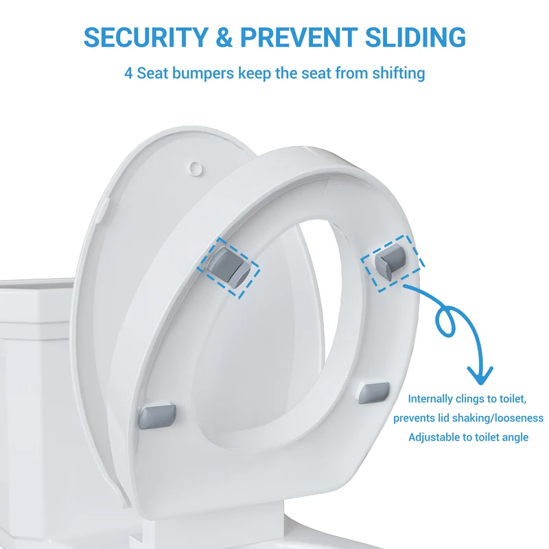 Garvee Sedile WC Allungato Rialzato con Chiusura Lenta, Cerniere Antiscivolo, Plastica Durevole per Anziani e Disabili, Montaggio Rapido, Comfort Ergonomico