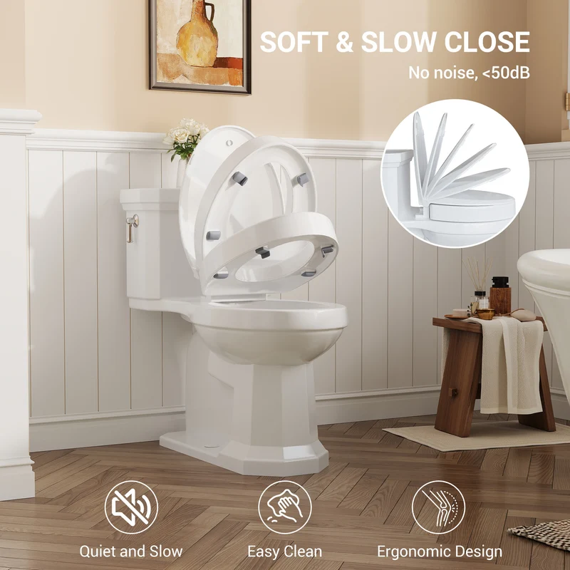 Garvee Sedile WC Allungato Rialzato con Chiusura Lenta, Cerniere Antiscivolo, Plastica Durevole per Anziani e Disabili, Montaggio Rapido, Comfort Ergonomico