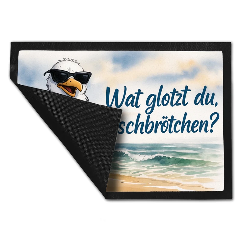 Wat glotzt du, Fischbrötchen? Möwe mit Sonnenbrille Fußmatte in 35x50 cm