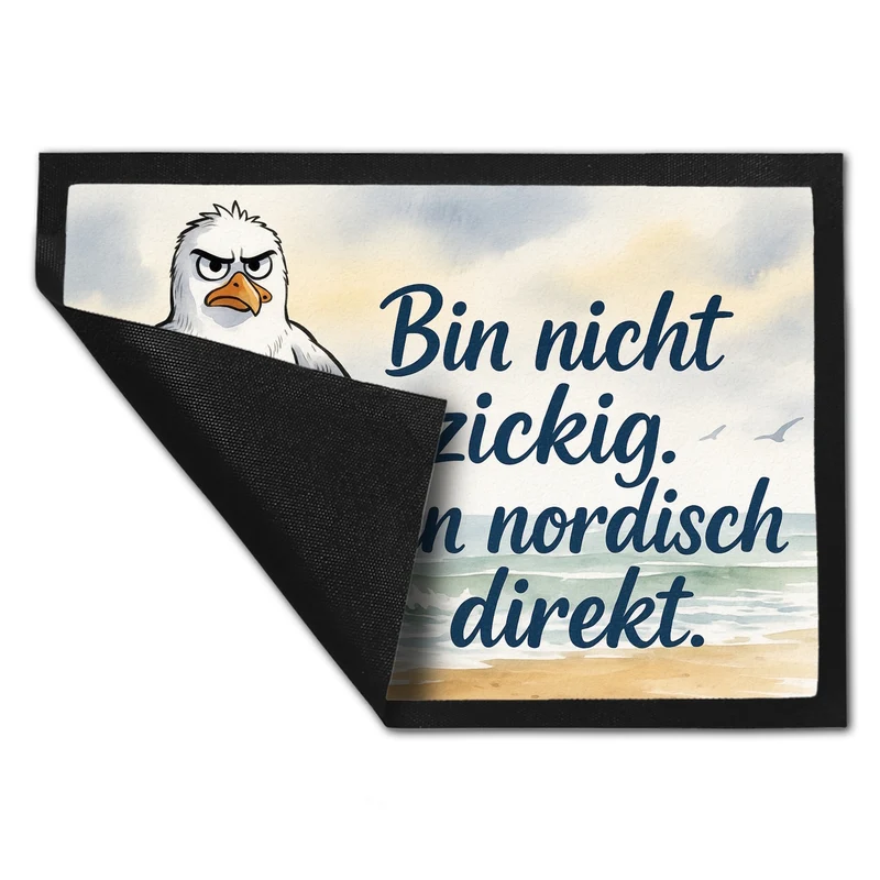 Möwe am Strand Fußmatte in 35x50 cm mit nordischem Humor
