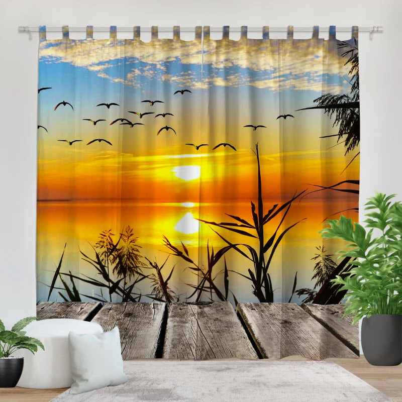 Fotovorhang "Sonnenuntergang am Steg"