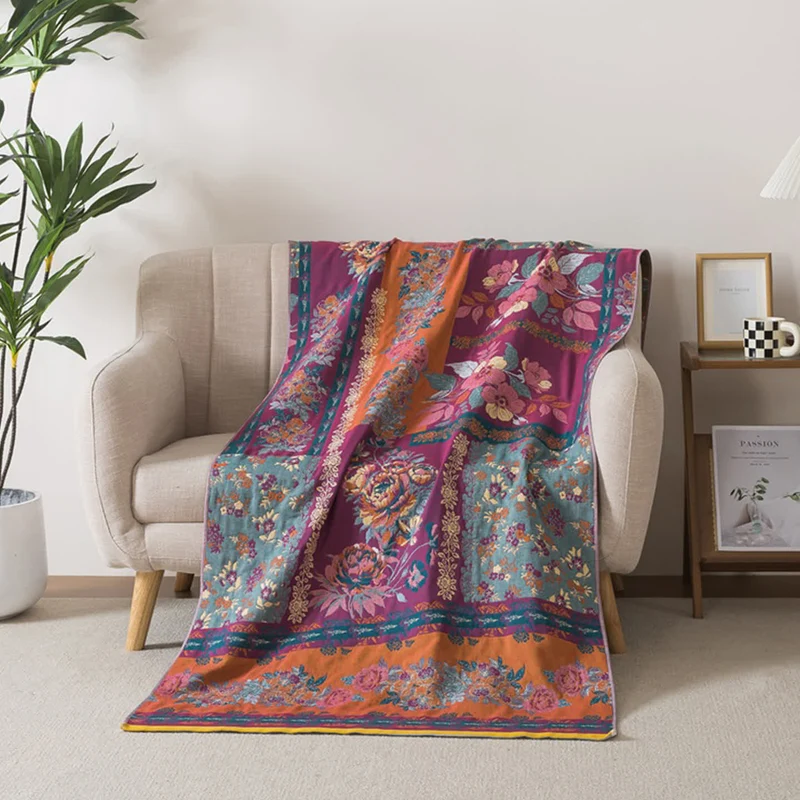 Retro-Patchwork-Badetuch aus Baumwolle mit Blumenmuster