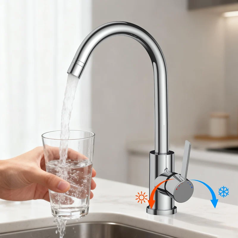 Garvee Rubinetto Cucina Bassa Pressione 3 Attacchi 2 Getti 360° Rotazione Acciaio Inox 304 Per Boiler