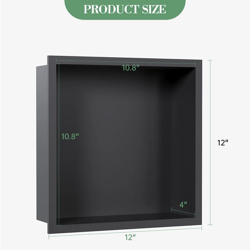 Nicchia Doccia Garvee in Acciaio Inox 30,5x30,5 cm Nero per Bagno Moderno, Drenaggio Ottimale, Facile Installazione, Design Elegante