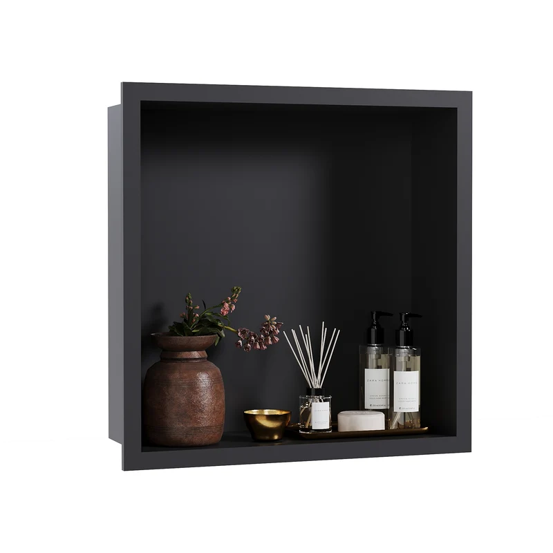 Nicchia Doccia Garvee in Acciaio Inox 30,5x30,5 cm Nero per Bagno Moderno, Drenaggio Ottimale, Facile Installazione, Design Elegante