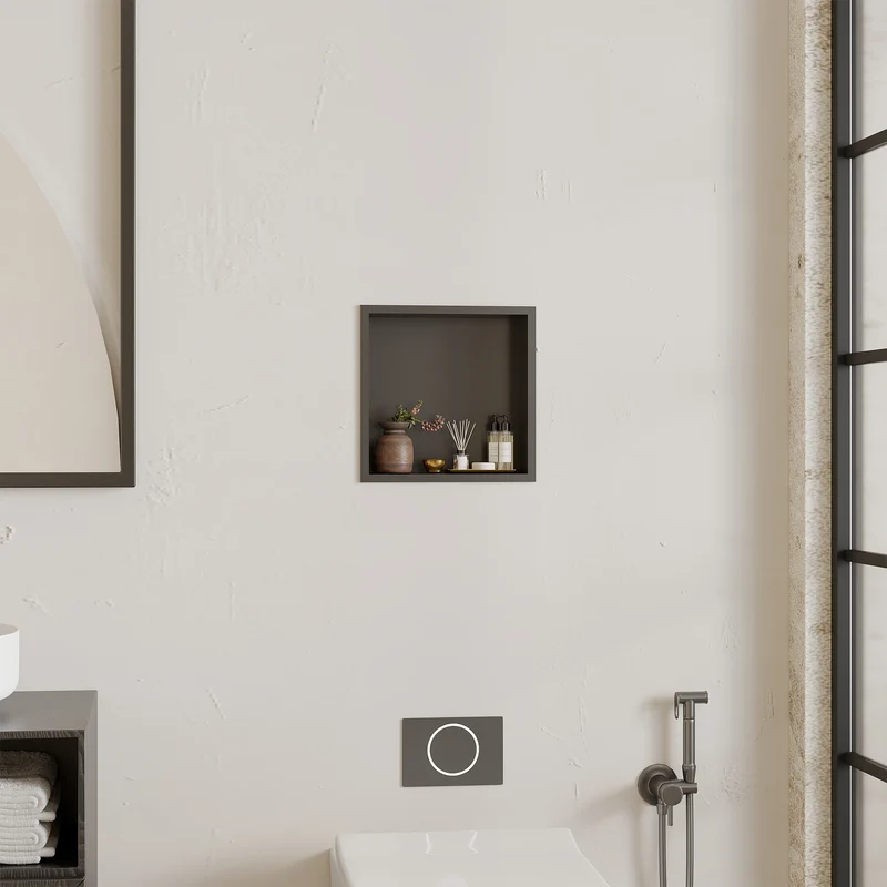 Nicchia Doccia Garvee in Acciaio Inox 30,5x30,5 cm Nero per Bagno Moderno, Drenaggio Ottimale, Facile Installazione, Design Elegante