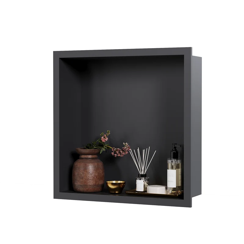 Nicchia Doccia Garvee in Acciaio Inox 30,5x30,5 cm Nero per Bagno Moderno, Drenaggio Ottimale, Facile Installazione, Design Elegante