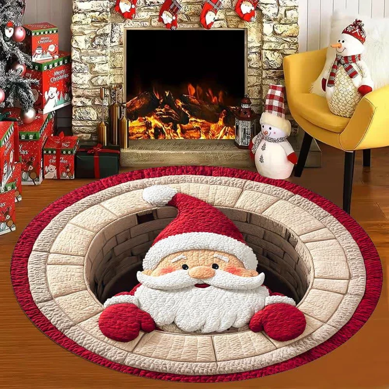 Weihnachtsteppich mit 3D-Effekt und Weihnachtsmann-Motiv
