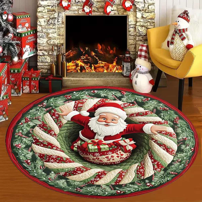 Weihnachtsteppich mit 3D-Effekt und Weihnachtsmann-Motiv