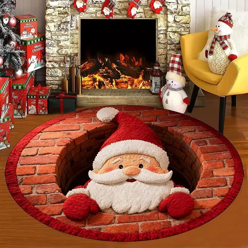 Weihnachtsteppich mit 3D-Effekt und Weihnachtsmann-Motiv