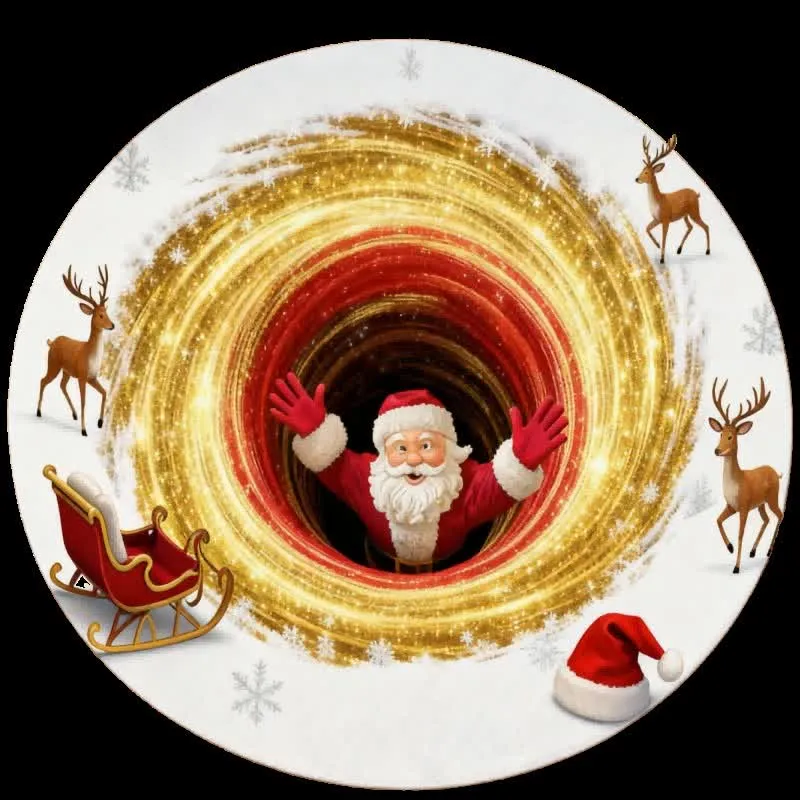 Weihnachtsmann-Rentier-Teppich mit 3D-Effekt