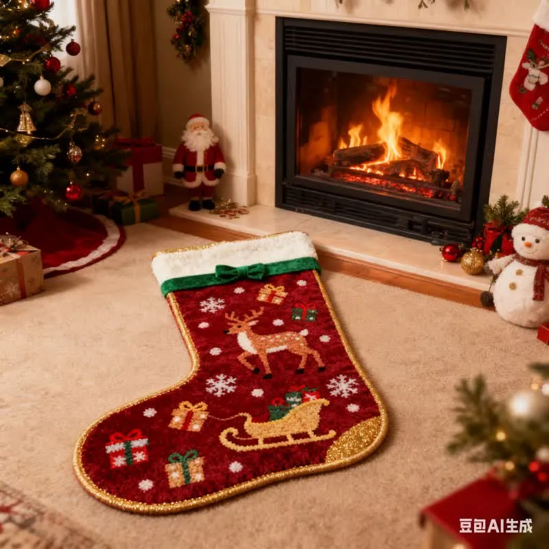 Weihnachtlicher, strumpfförmiger Teppich