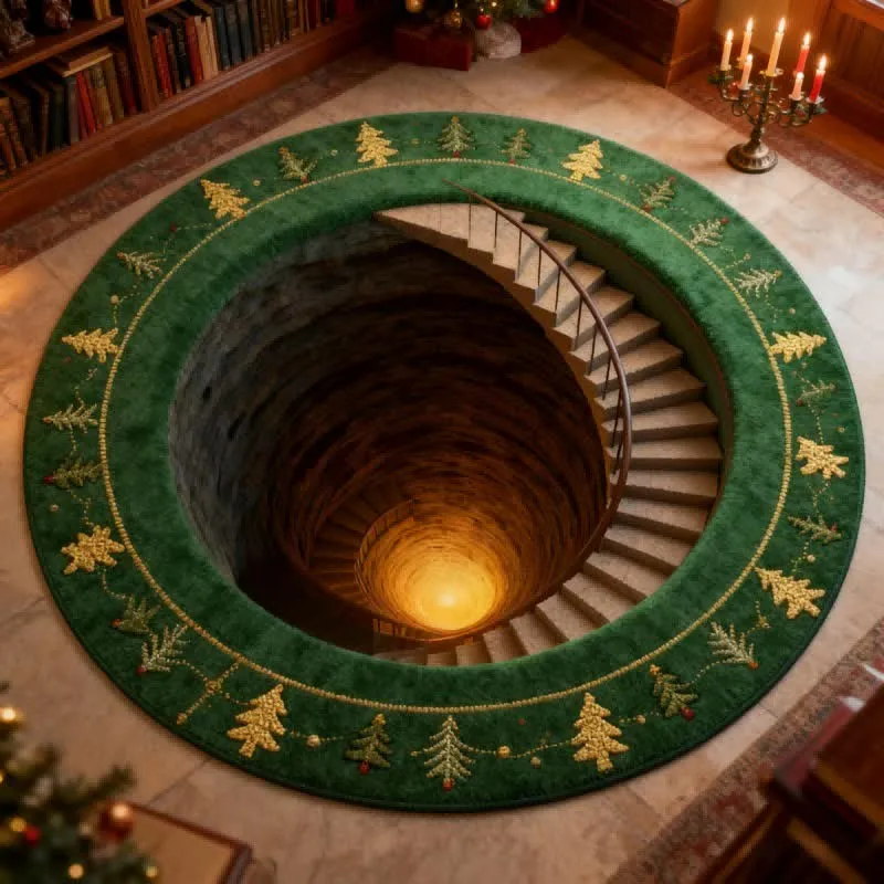 Weihnachtlicher 3D-Treppenillusionsteppich