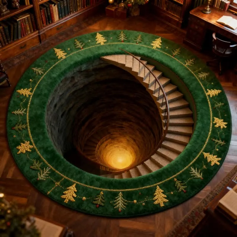 Weihnachtlicher 3D-Treppenillusionsteppich