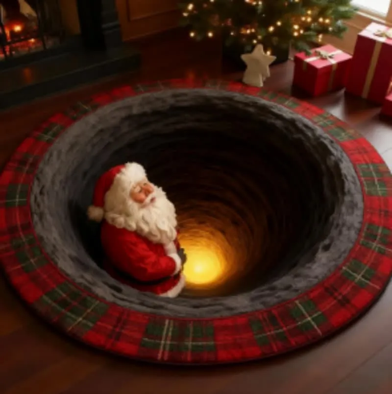 Weihnachtsmann-Karo-Teppich mit 3D-Effekt