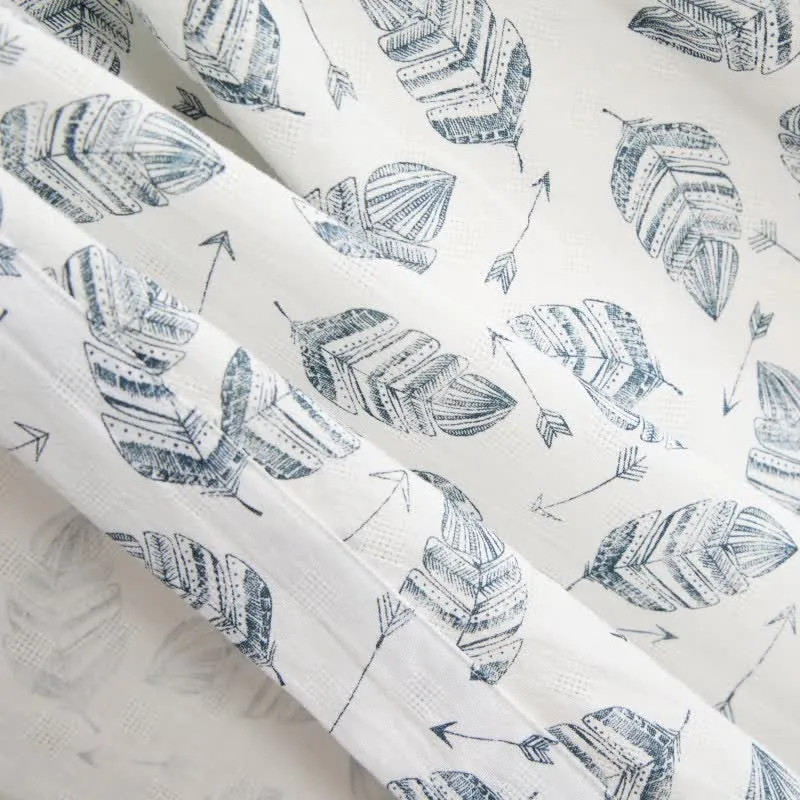 Kimono-Bademantel aus Baumwolle mit Blattpfeil-Motiv