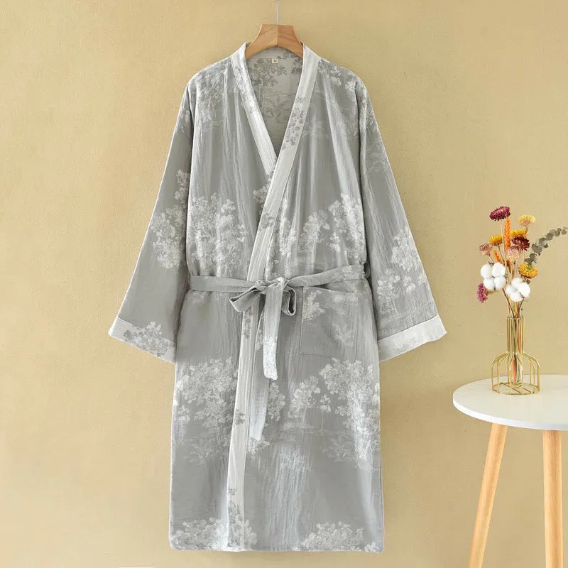 Rustikaler Kimono-Bademantel aus Baumwollgaze von Bushes