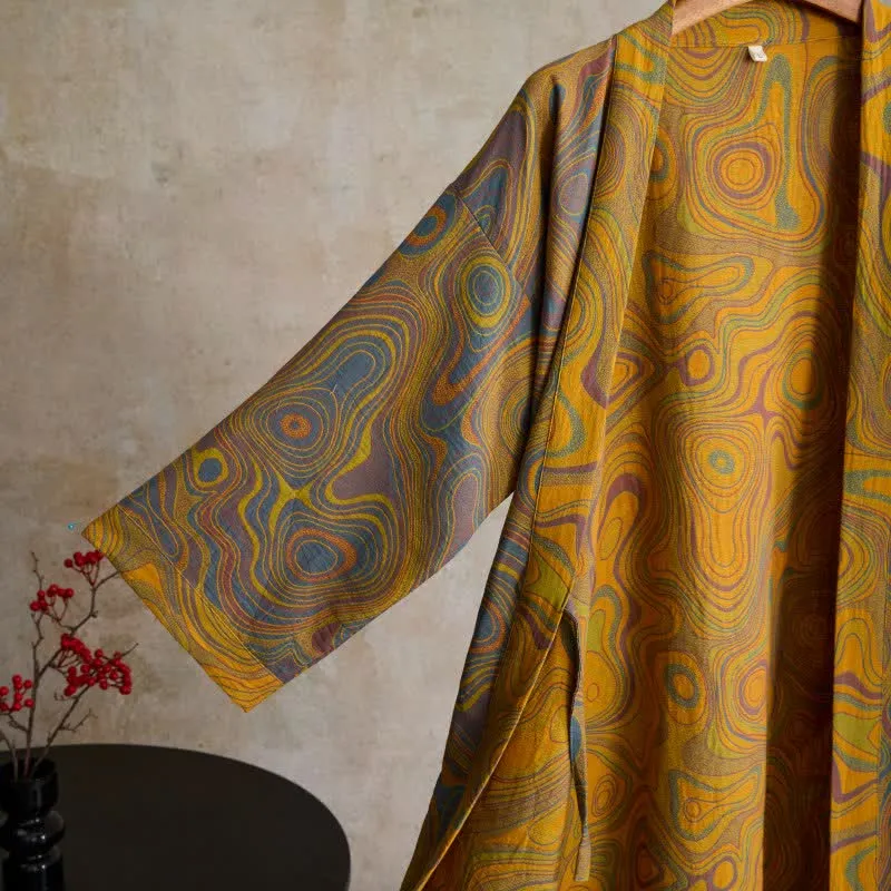 Kimono-Bademantel aus Baumwolle mit künstlerischem abstraktem Muster