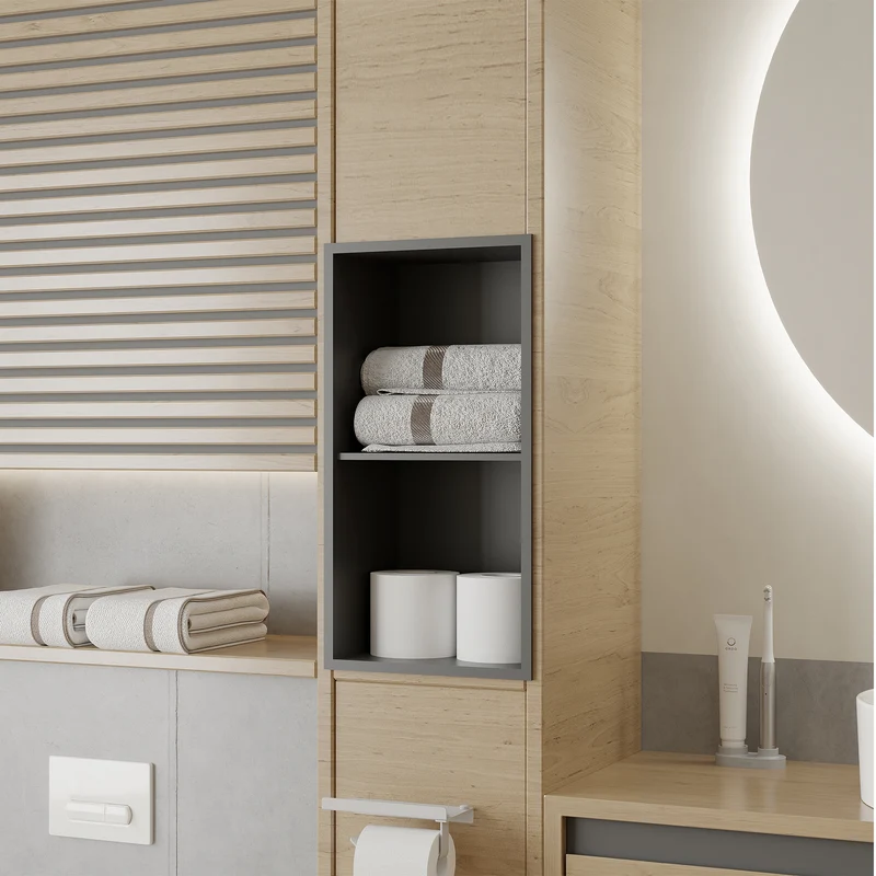 Garvee Nicchia Doccia in Acciaio Inox 30x61 cm Nero per Bagno Moderno, Drenaggio Ottimale, Facile Installazione