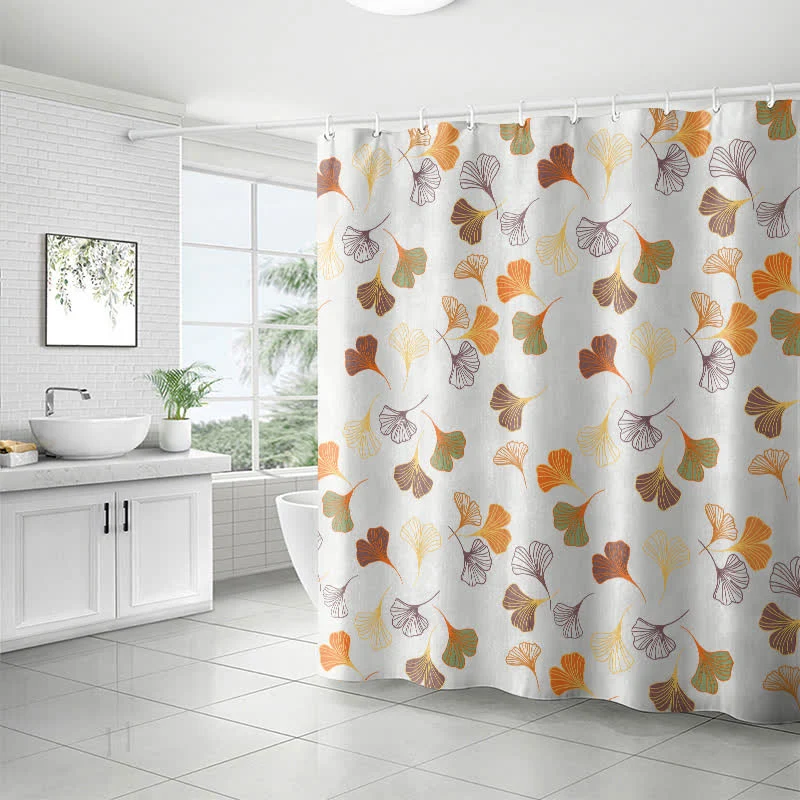 Eleganter Duschvorhang mit Ginkgoblatt-Motiv