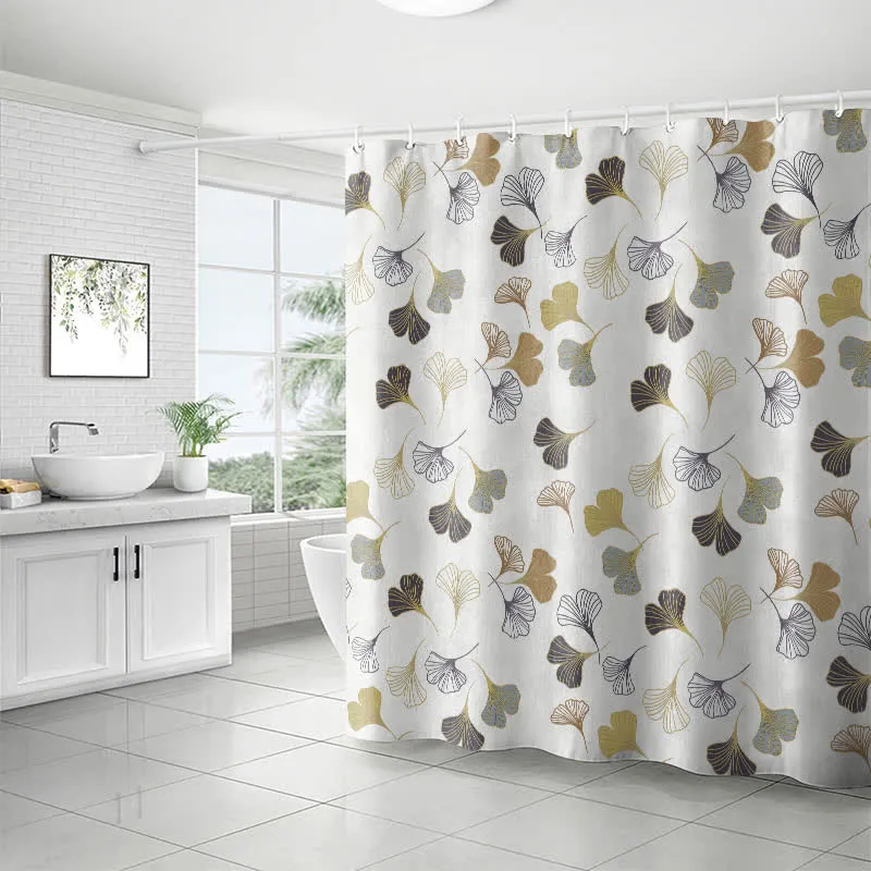 Eleganter Duschvorhang mit Ginkgoblatt-Motiv