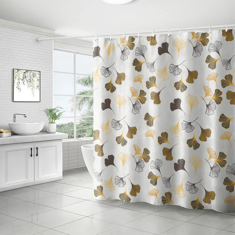 Eleganter Duschvorhang mit Ginkgoblatt-Motiv