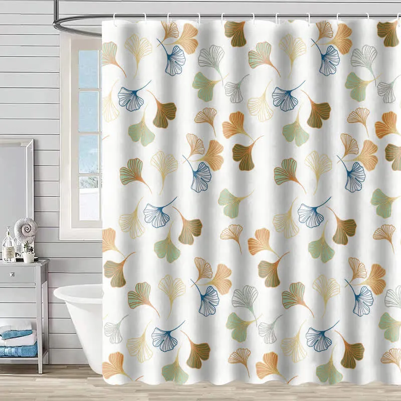 Eleganter Duschvorhang mit Ginkgoblatt-Motiv