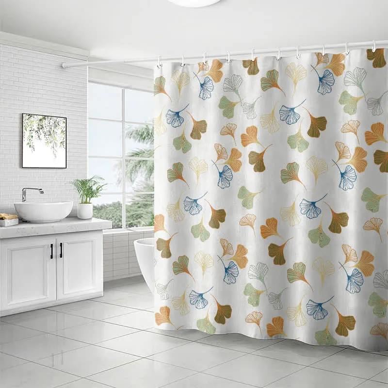 Eleganter Duschvorhang mit Ginkgoblatt-Motiv