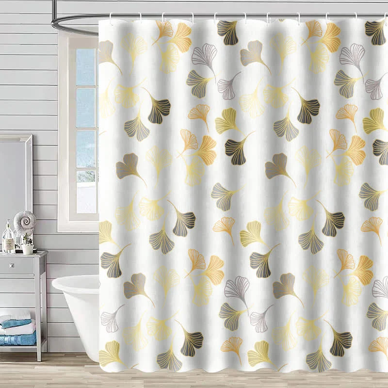 Eleganter Duschvorhang mit Ginkgoblatt-Motiv