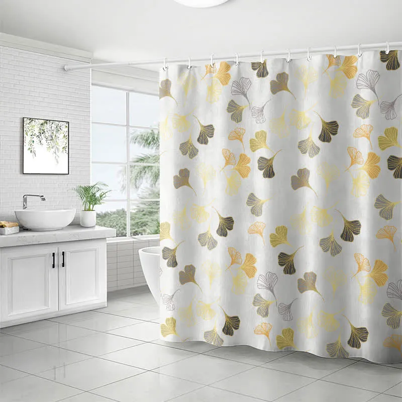 Eleganter Duschvorhang mit Ginkgoblatt-Motiv