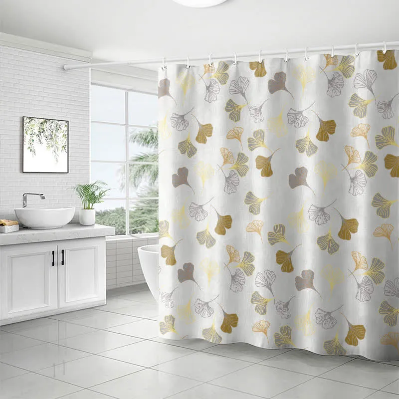 Eleganter Duschvorhang mit Ginkgoblatt-Motiv