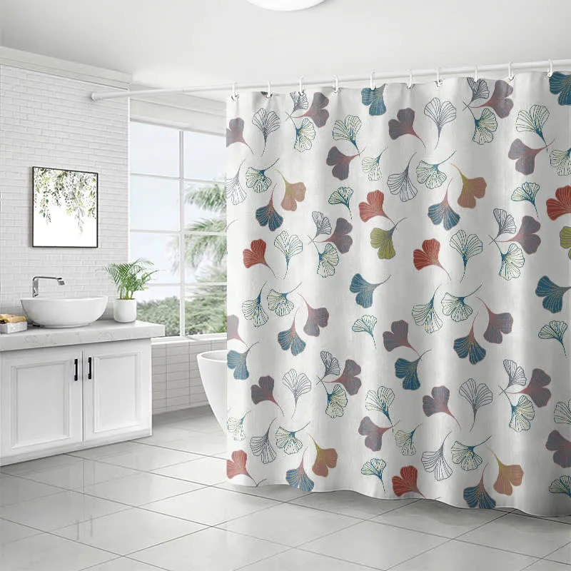 Eleganter Duschvorhang mit Ginkgoblatt-Motiv