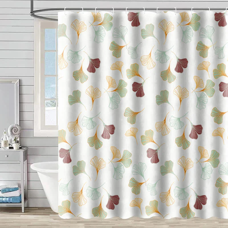 Eleganter Duschvorhang mit Ginkgoblatt-Motiv