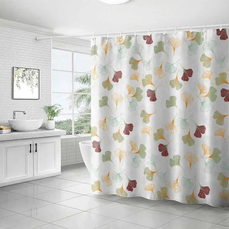 Eleganter Duschvorhang mit Ginkgoblatt-Motiv