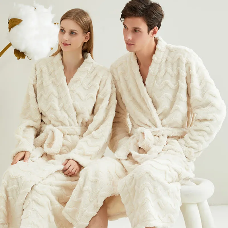 Unisex-Bademantel aus gewelltem Plüsch